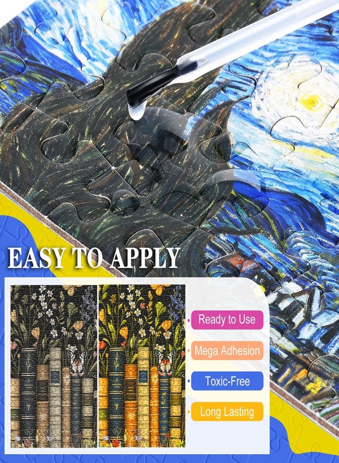 Limino Jigsaw Puzzle Glue with Applicator, Puzzle Mounting Kit with 2 Brushes, Toxic-Free, Fast Drying, Long-Lasting, Clear Puzzle Sealant for Puzzles up to 5000 Pieces, Suitable for Various Puzzle Frames - Image 2